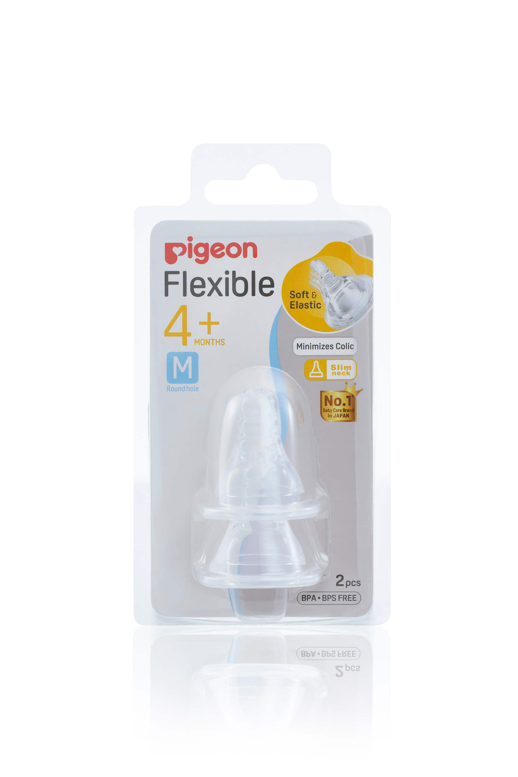 Pigeon Flexible Nipple Blister Pack 2Pcs (M) (PG-78484)